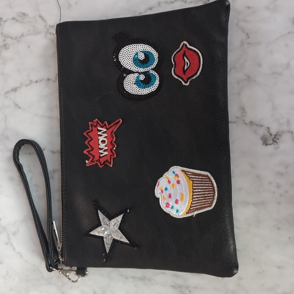 Fun faux leather patch bag
